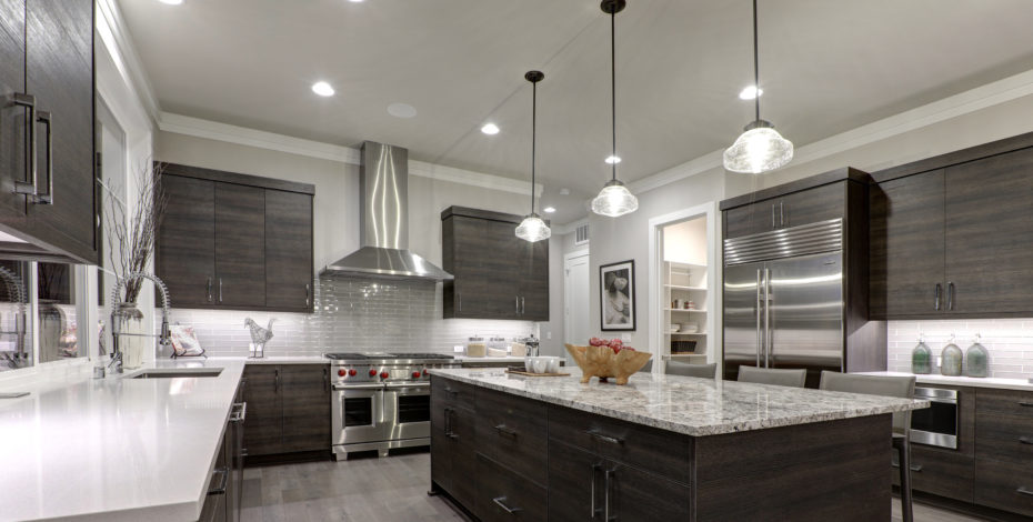 photo of a remodeled kitchen with modern cabinets