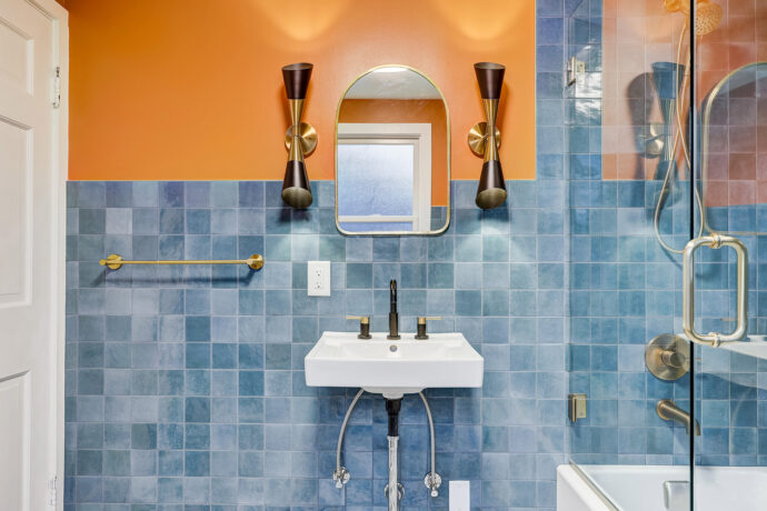 Ferndale bathroom sink and mirror