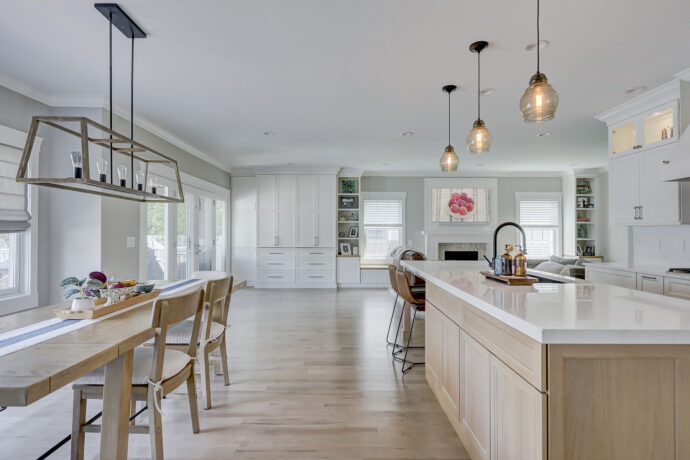 Open concept kitchen remodel with steel beam structural modification in Birmingham Michigan