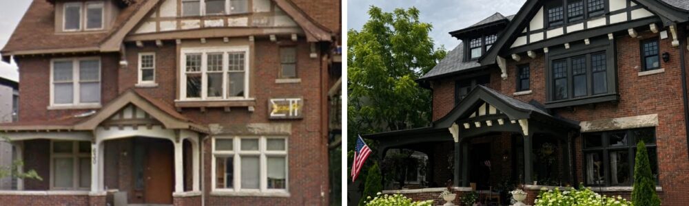 Historic 1906 brick Tudor home in Detroit before renovation and restoration by Maxwell Building Services.